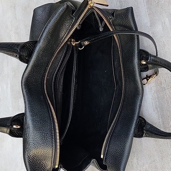 MICHAEL KORS ROLLINS SATCHEL BLACK SNAKESKIN EMBOSSED LEATHER - Picture 11 of 16